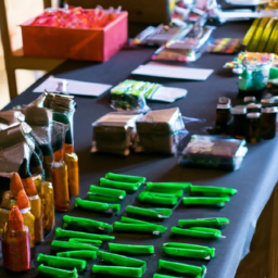 description (anonymous): an image showing a diverse selection of cannabis products, including flower buds, pre-rolled joints, vape pens, edibles, and cbd tinctures. the products are neatly arranged on a display table, with colorful packaging and labels. the image captures the essence of the cannabis industry, showcasing the variety and innovation available in the market.
