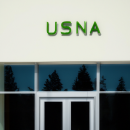 description: an image of a modern storefront with a large green sign that reads "upstate canna" in bold letters. there is a group of people standing outside, some of whom are holding shopping bags. the storefront has large windows and a clean, minimalist design.