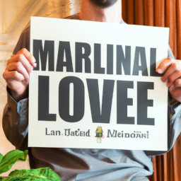 A person in a state capitol building holding a sign that reads "Legalize Recreational Marijuana in Maryland".