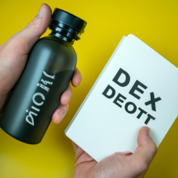 description: a person holding a bottle of detox drink and a drug test kit