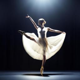 A ballerina performing a perfect pirouette, twirling gracefully in the spotlight.