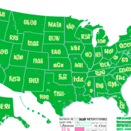Description: A map of the United States showing the various states that have legalized medical marijuana in green.