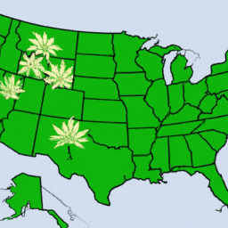 A map of the United States showing the states where marijuana is legal.