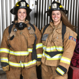 Description: Just a few months ago, two female firefighters posed in their bunker gear for a photo.