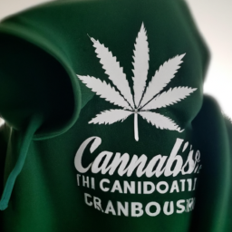 Description: A photo of a cannabis-inspired hoodie with the words “Cannabis Brand” emblazoned on the front.