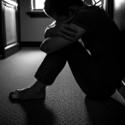 description: a black and white photograph of a person sitting alone in a dimly lit room, with their head in their hands. the image conveys a sense of despair and isolation, which are common experiences for individuals struggling with drug addiction.