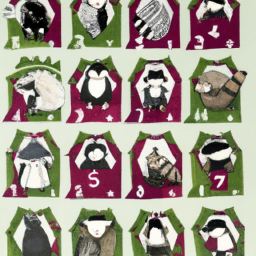 description: an anonymous image depicting a festive advent calendar with skunk-themed illustrations for each day leading up to christmas.